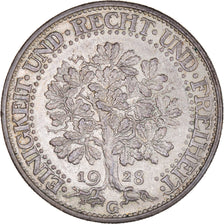Coin, GERMANY, WEIMAR REPUBLIC, 5 Mark, 1928, Karlsruhe, AU(50-53), Silver