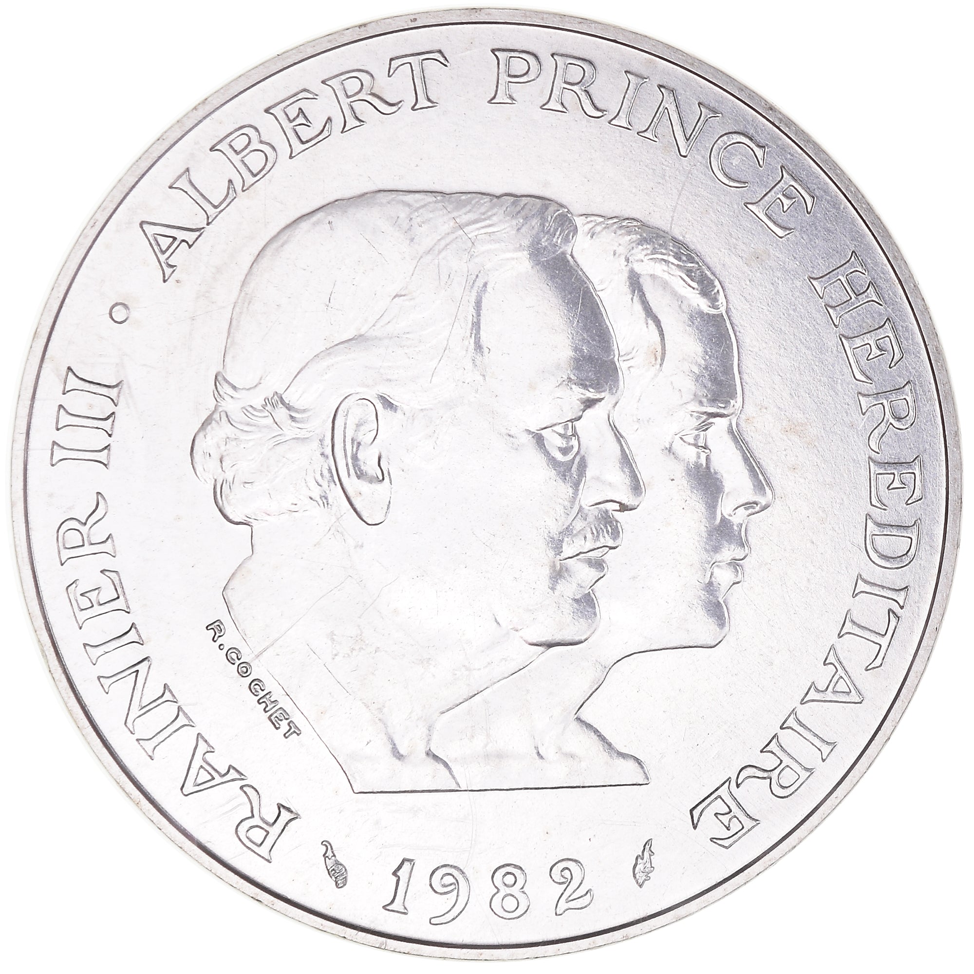 Moneda, Mónaco, Rainier III et Albert, 100 Francs, 1982, ESSAI, FDC, Plata