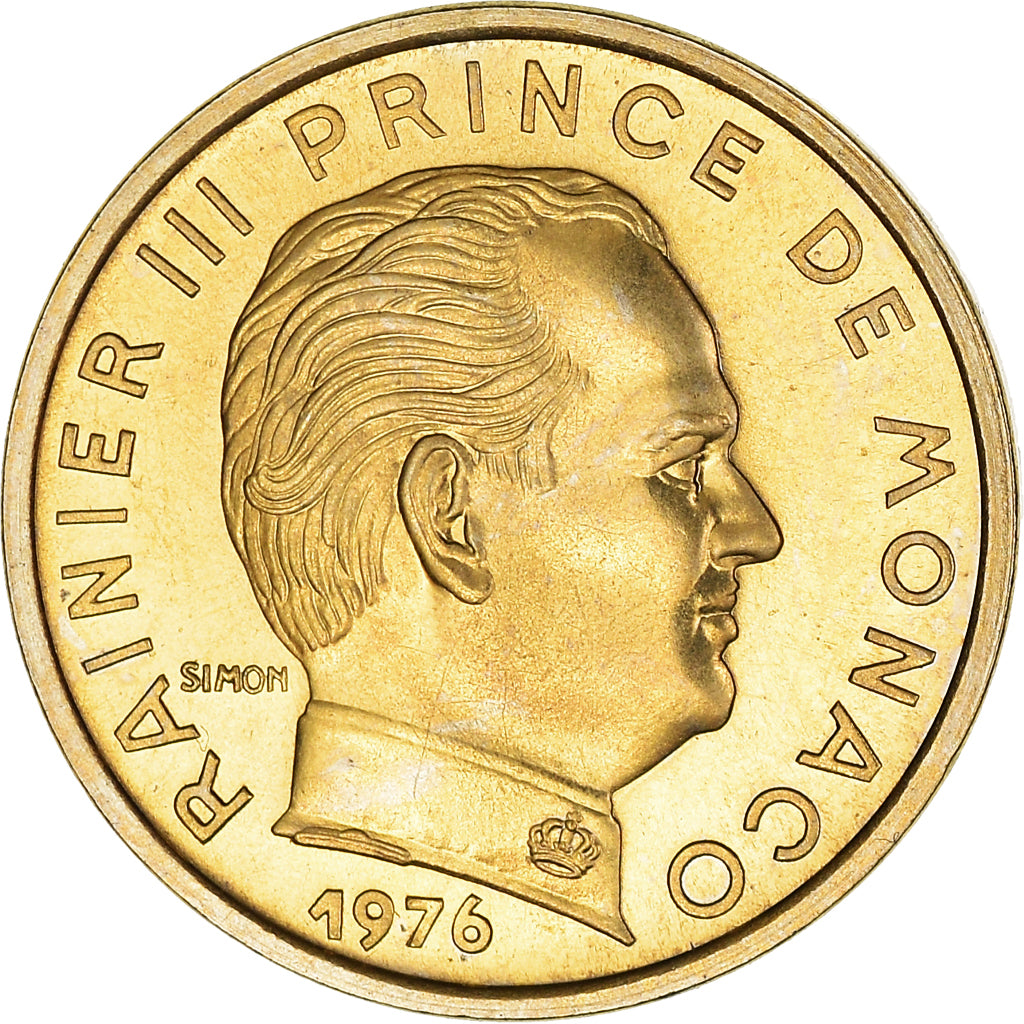 Moeda, Mónaco, 5 Centimes, 1976, MS(65-70), Cobre-Alumínio-Níquel, KM:E69