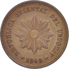 Uruguay, 5 Centesimos, 1949, Santiago, KM:21a, AU(50-53), Copper