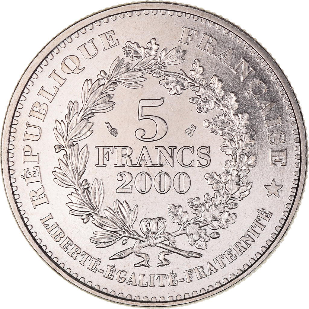 Moeda, França, Marianne du nouveau franc, 5 Francs, 2000, Paris, MS(64)