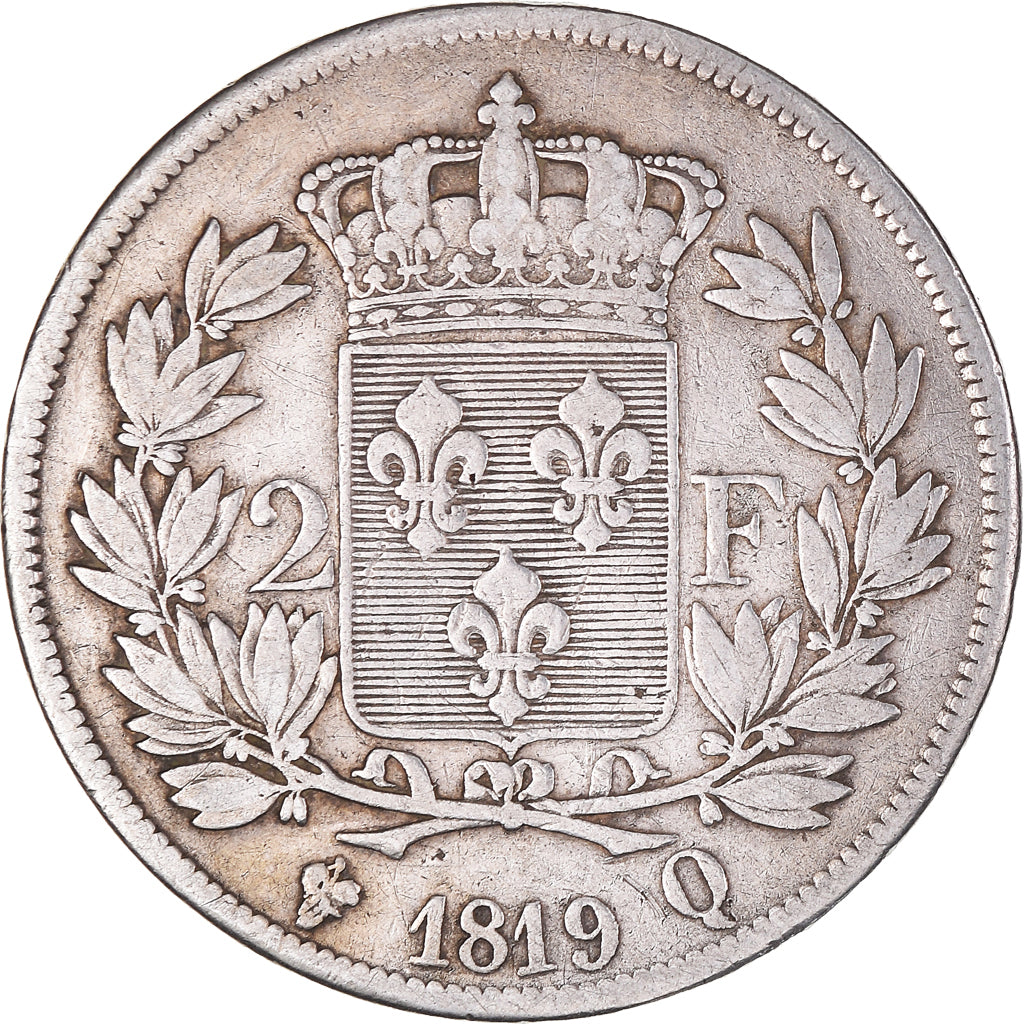 Moeda, França, Louis XVIII, Louis XVIII, 2 Francs, 1819, Perpignan, VF(30-35)