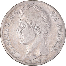 Moneda, Francia, Charles X, 2 Francs, 1827, Rouen, BC+, Plata, KM:725.2