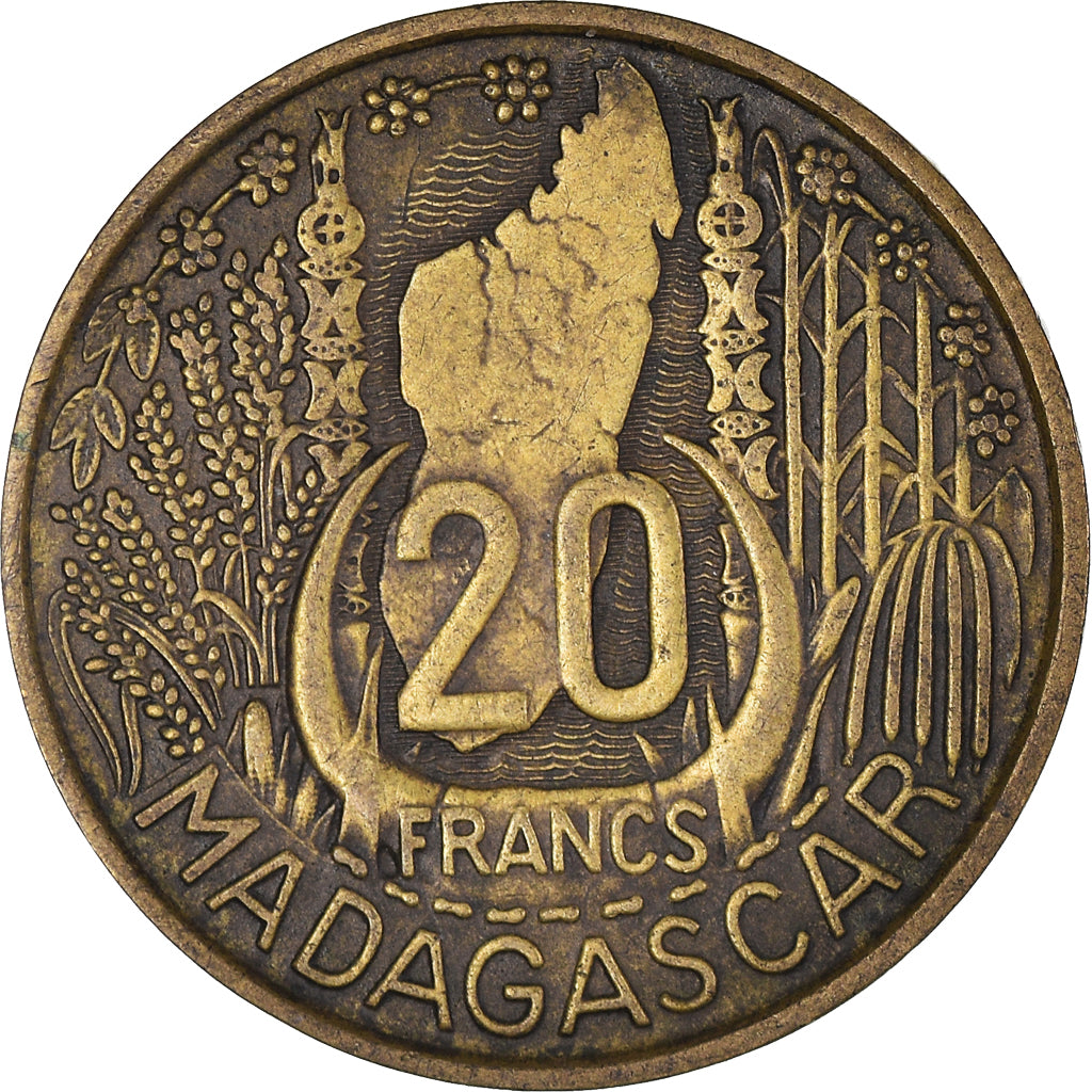 Monnaie, Madagascar, 20 Francs, 1953, Paris, TB+, Bronze-Aluminium, KM:7