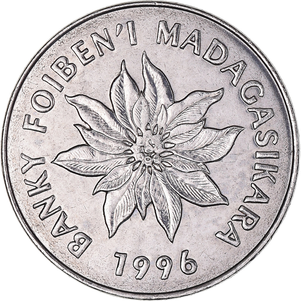 Monnaie, Madagascar, 5 Francs, Ariary, 1996, TTB, Acier inoxydable, KM:21