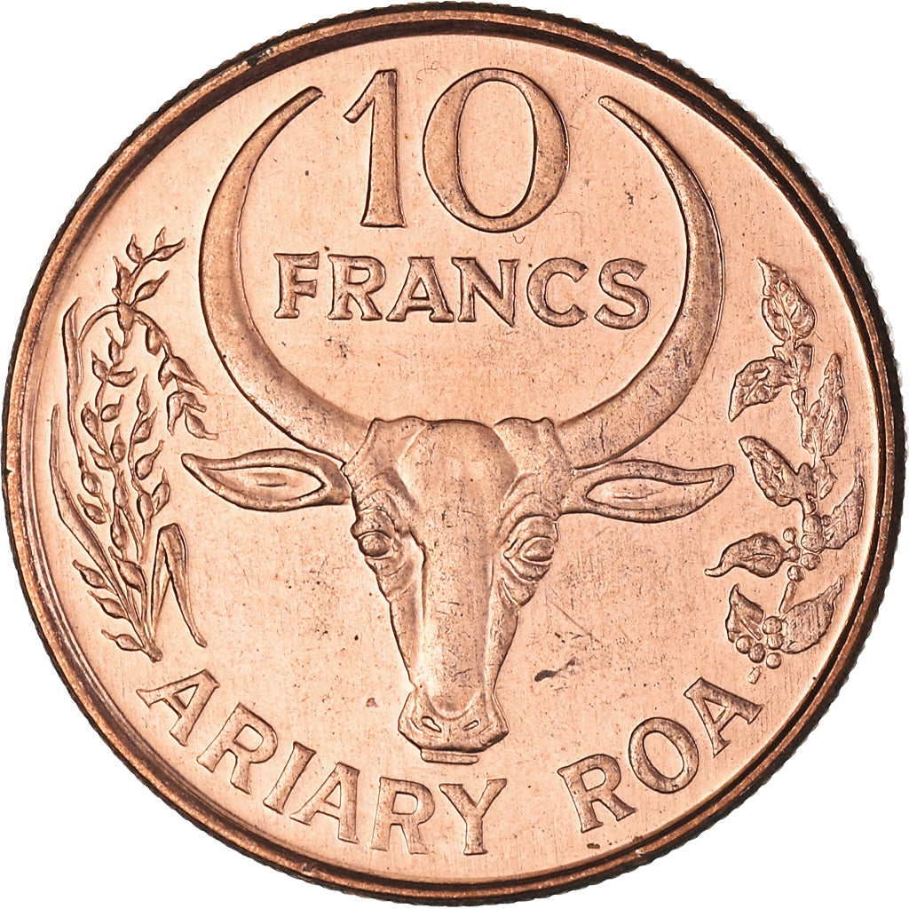 Monnaie, Madagascar, 10 Francs, 2 Ariary, 1996, SUP, Cuivre plaqué acier, KM:22