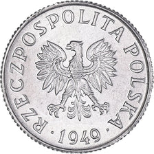Moeda, Polónia, Grosz, 1949, MS(64), Alumínio, KM:39