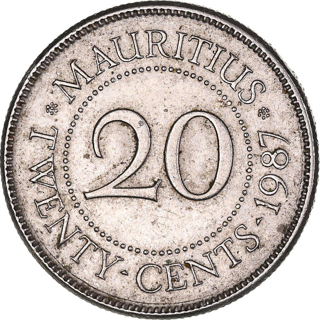 Monnaie, Maurice, 20 Cents, 1987, TB+, Nickel plaqué acier, KM:53