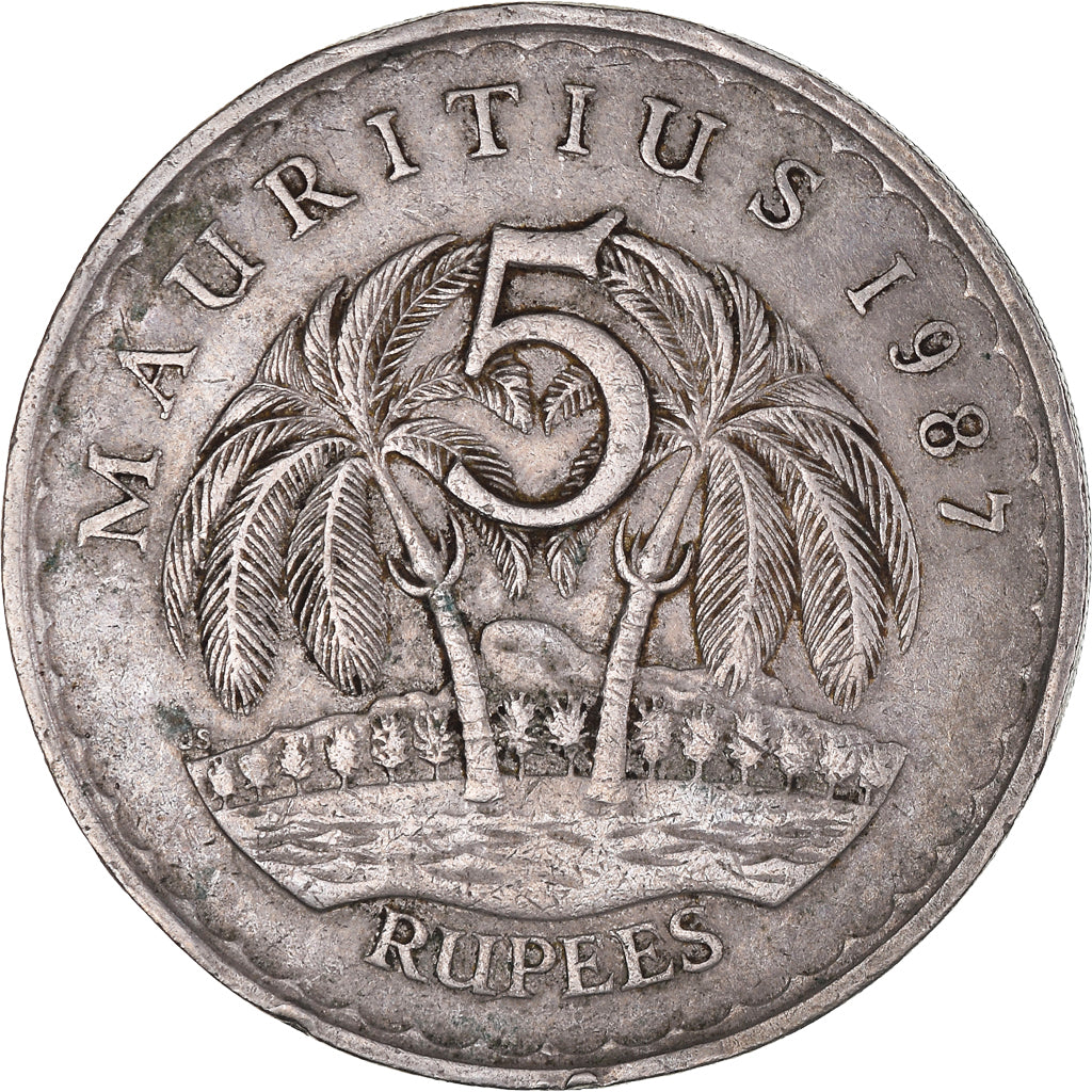Monnaie, Maurice, 5 Rupees, 1987, TB, Cupro-nickel, KM:56