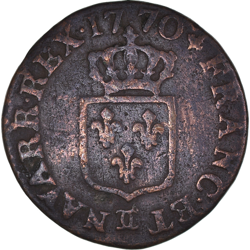 Monnaie, France, Louis XV, Liard à la vieille tête, Liard, 1770, Besançon