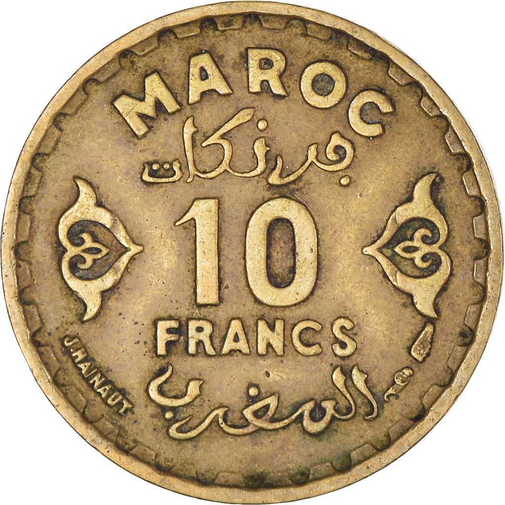 Moneta, Marocco, Mohammed V, 10 Francs, 1951/AH1371, Paris, BB+