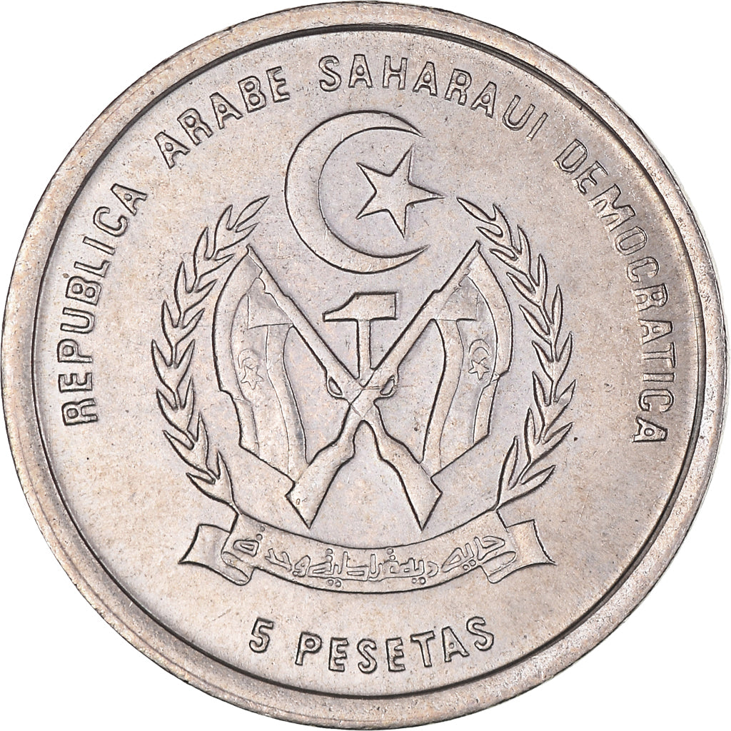 Monnaie, République arabe sahraouie démocratique, 5 Pesetas, 1992, SPL