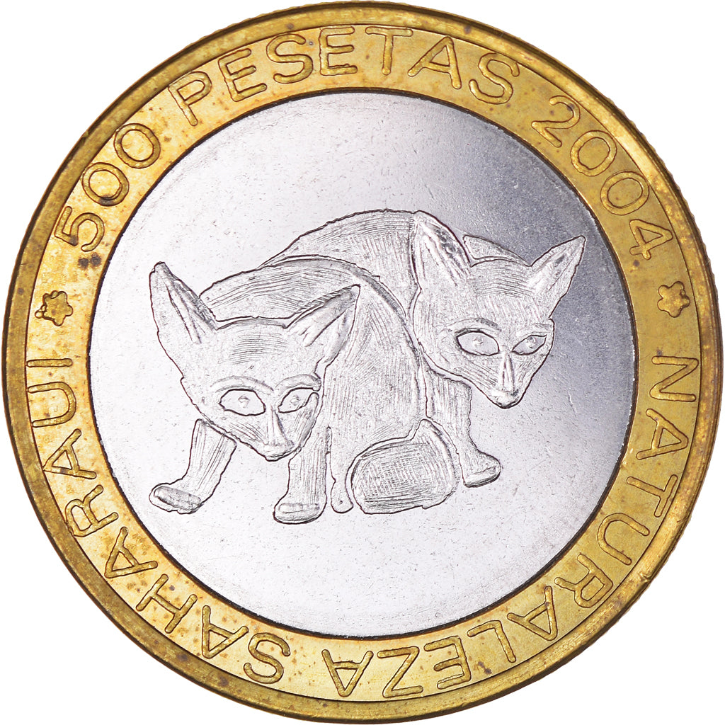 Monnaie, République arabe sahraouie démocratique, 500 Pesetas, 2004, Fennecs