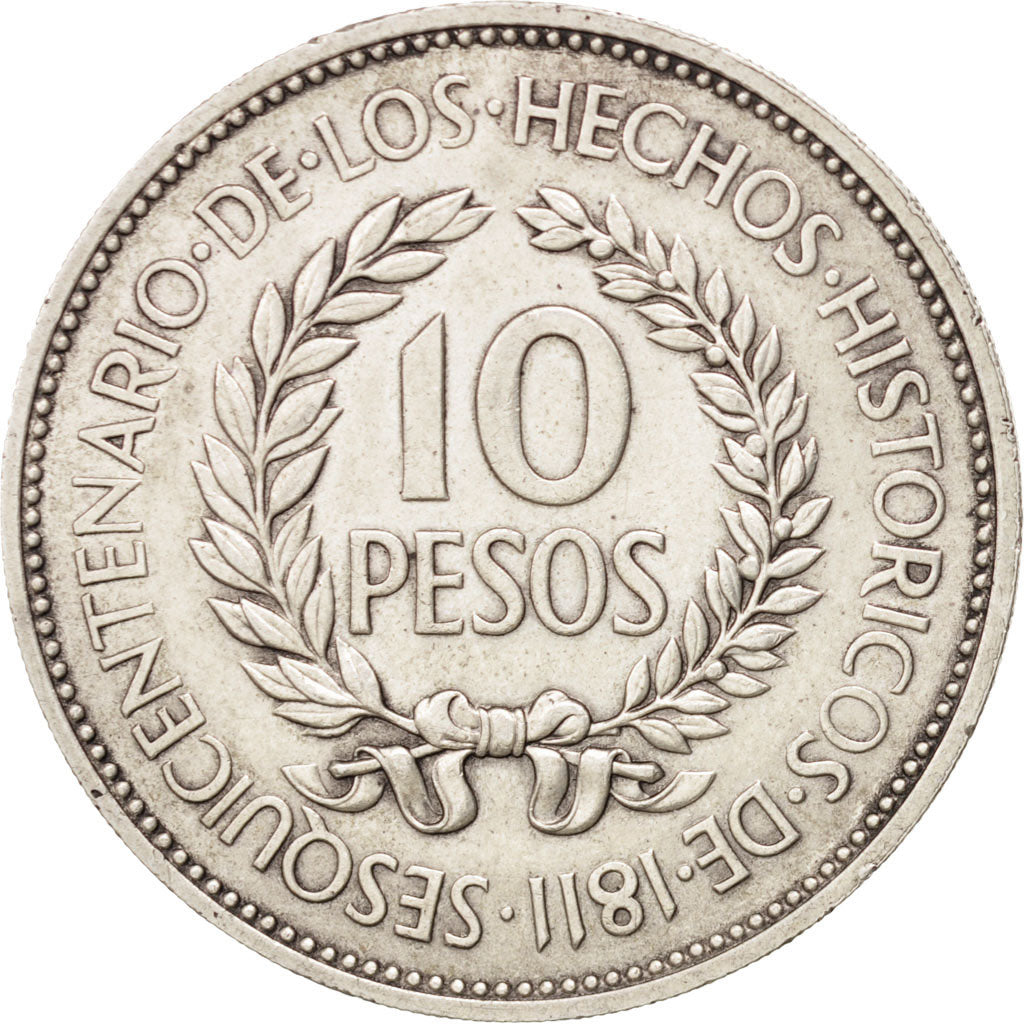 Uruguay, 10 Pesos, 1961, KM:43, AU(50-53), Silver