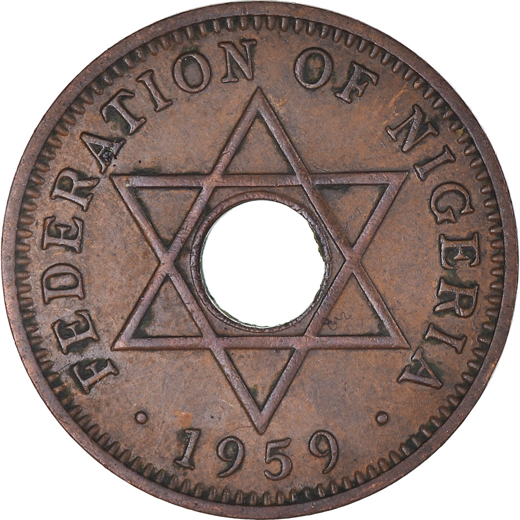 Monnaie, Nigéria, Elizabeth II, 1/2 Penny, 1959, TTB, Bronze, KM:1