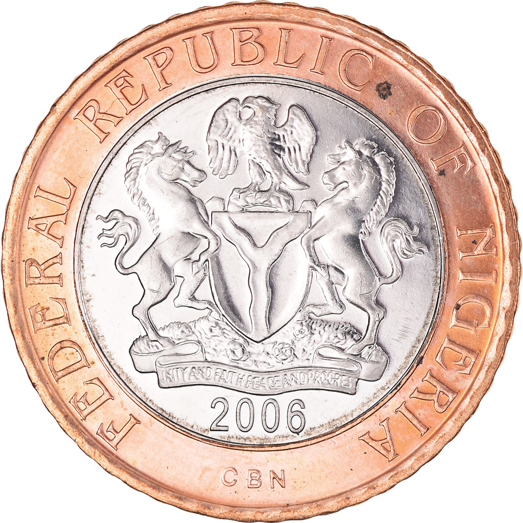 Monnaie, Nigéria, 2 Naira, 2006, SUP+, Bimétallique, KM:19