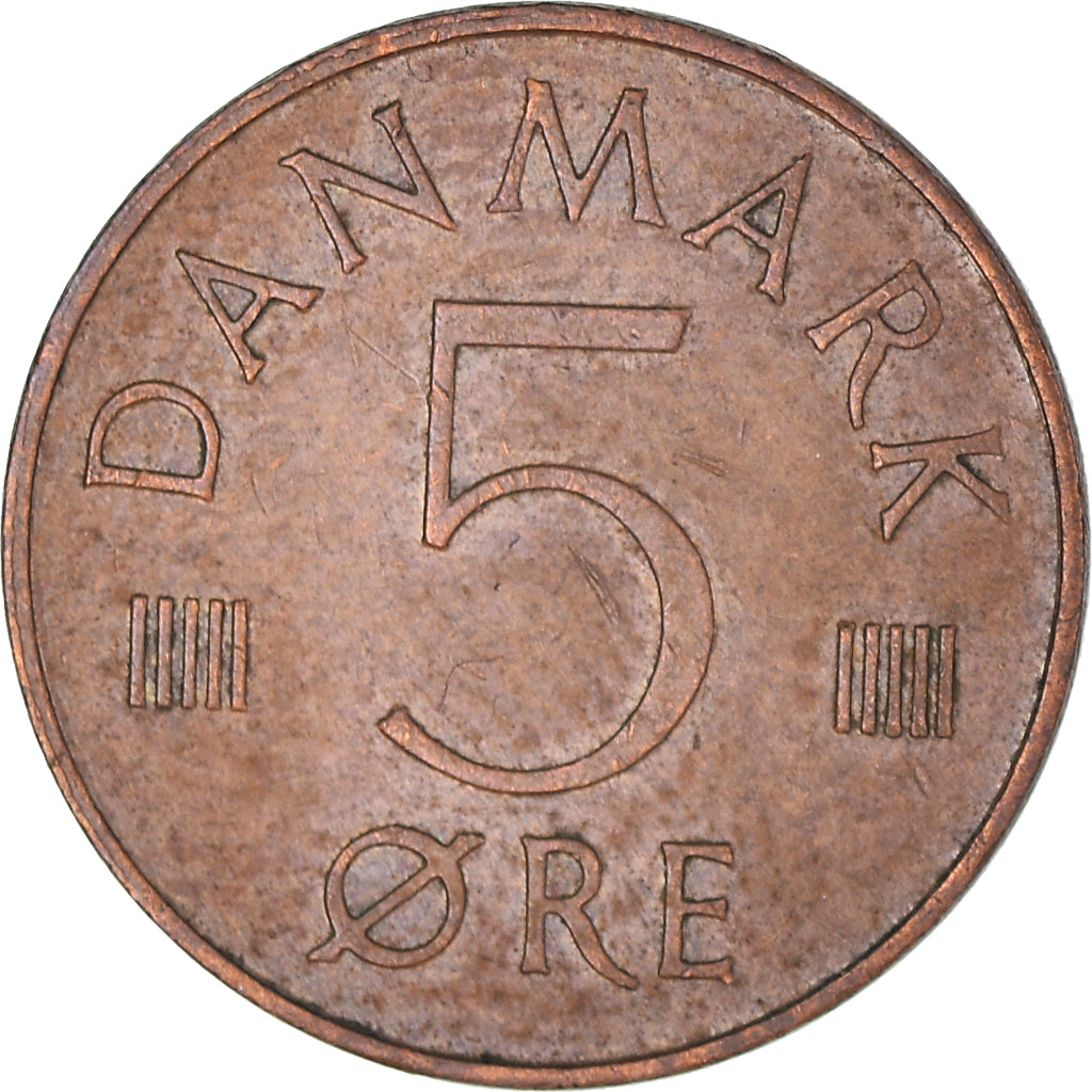 Moneta, Danimarca, Margrethe II, 5 Öre, 1974, Copenhagen, MB, Ferro placcato