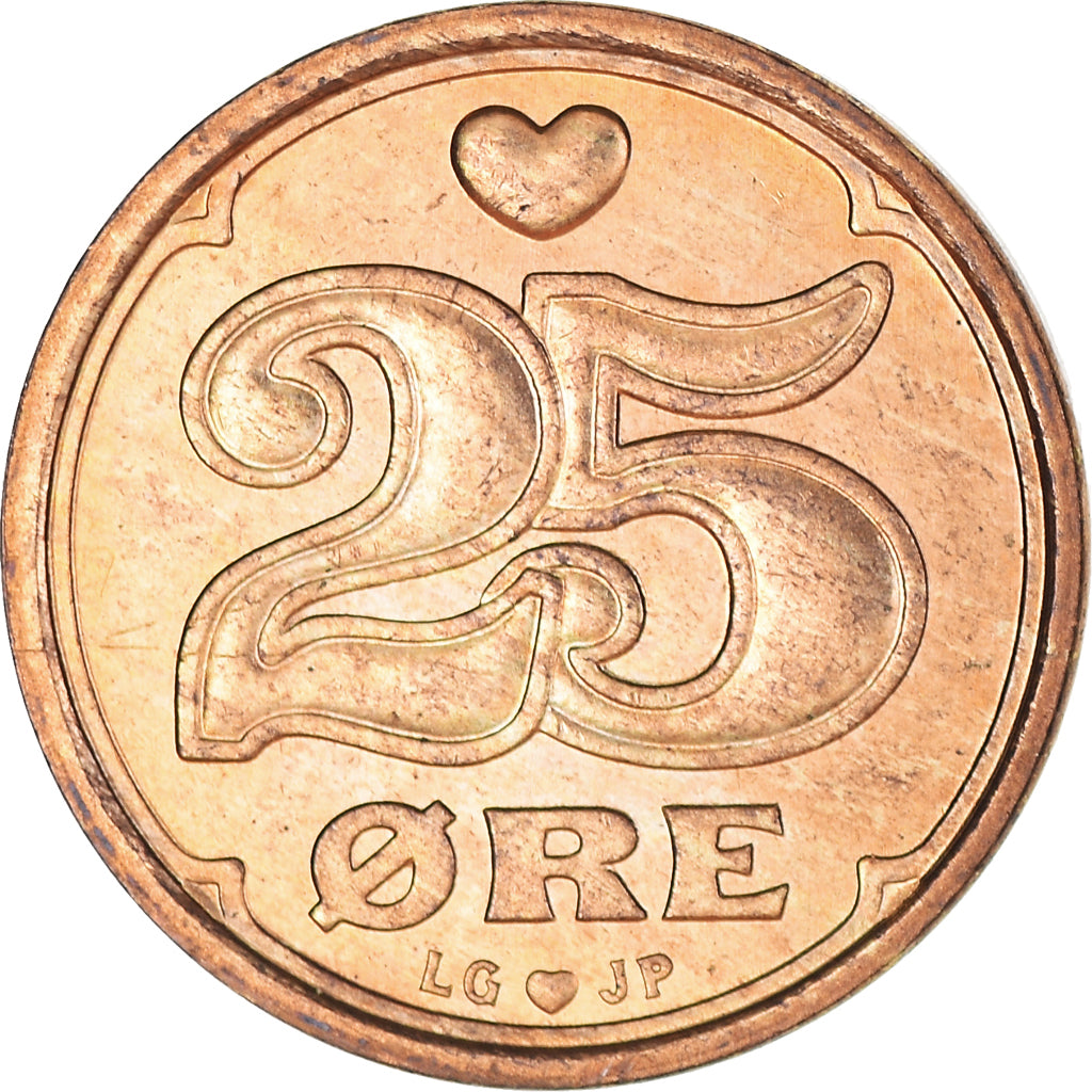 Monnaie, Danemark, Margrethe II, 25 Öre, 1994, TTB+, Bronze, KM:868.1