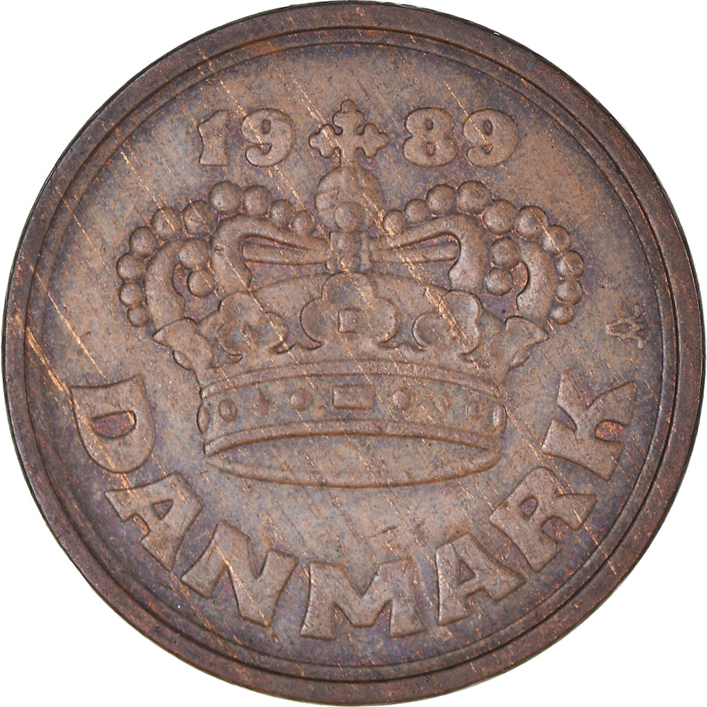 Moeda, Dinamarca, Margrethe II, 50 Öre, 1989, Copenhagen, AU(50-53), Bronze