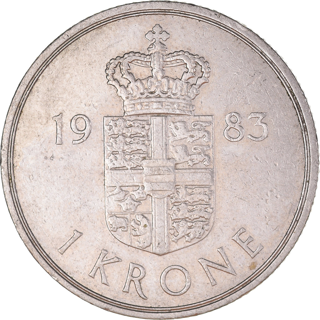 Moeda, Dinamarca, Margrethe II, Krone, 1983, Copenhagen, AU(50-53)