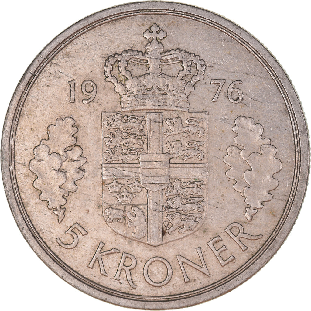 Moneta, Dania, Margrethe II, 5 Kroner, 1976, Copenhagen, VF(30-35)