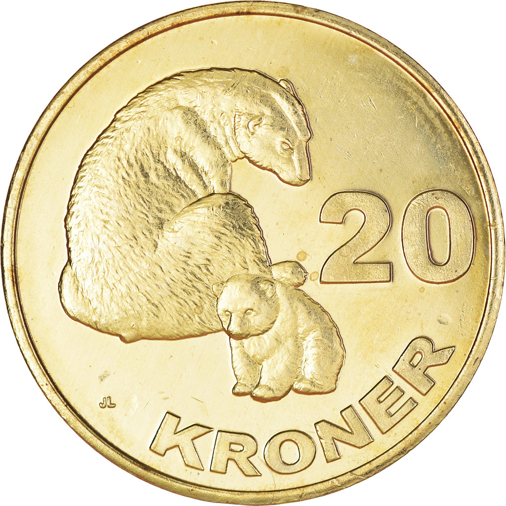 Monnaie, Groenland, KALAALLIT NUNAAT, 20 Kroner, 2010, TTB+, Laiton, KM:Pr7