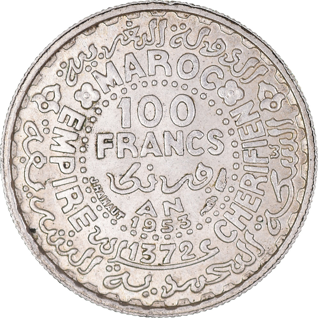 Monnaie, Maroc, Mohammed V, 100 Francs, 1953, Paris, SUP, Argent, KM:52