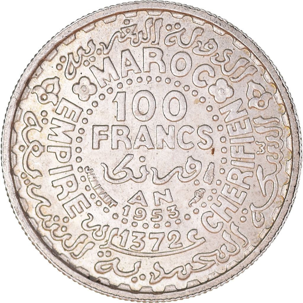 Monnaie, Maroc, Mohammed V, 100 Francs, 1953, Paris, SUP, Argent, KM:52
