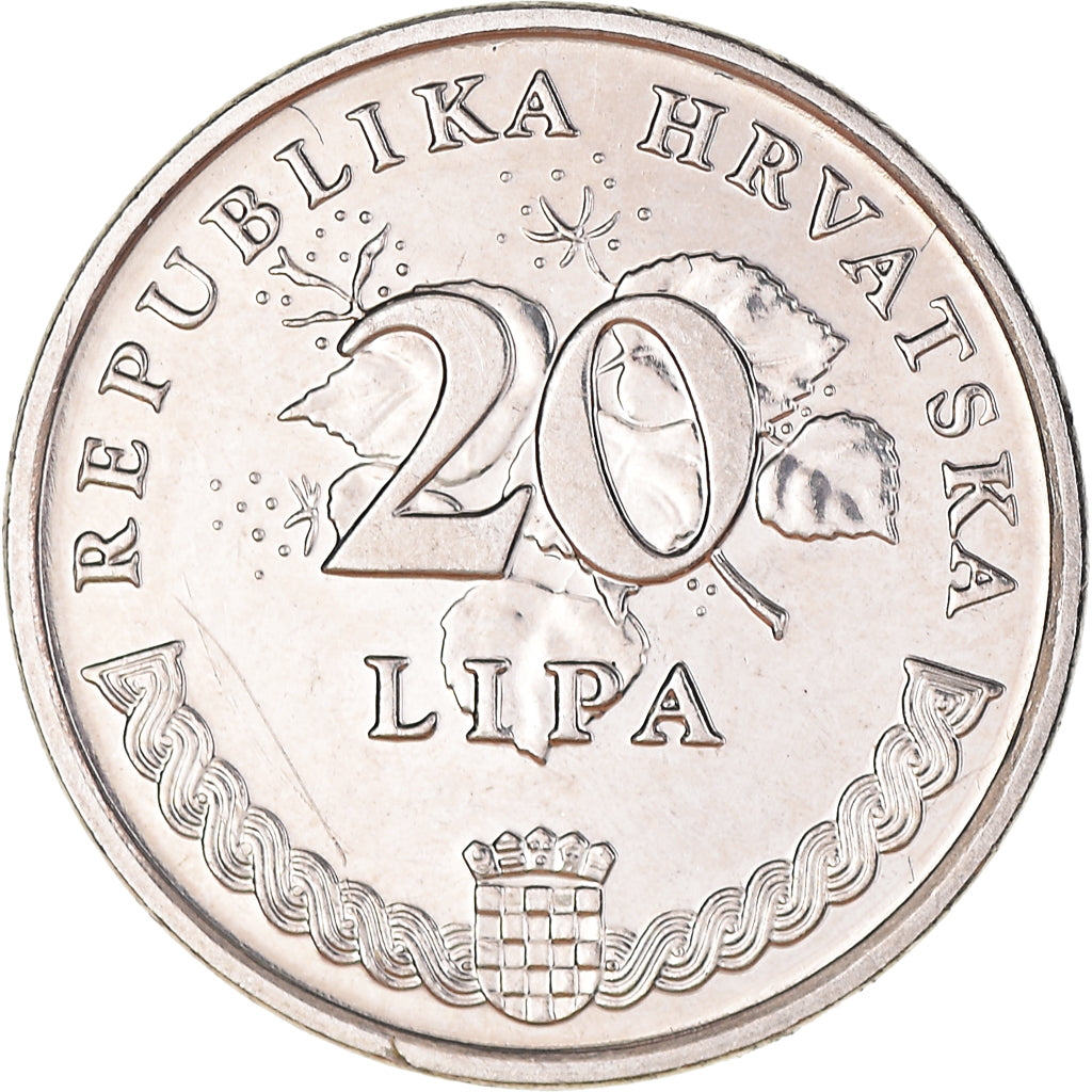 Moeda, Croácia, 20 Lipa, 1993, AU(50-53), Aço Niquelado, KM:7