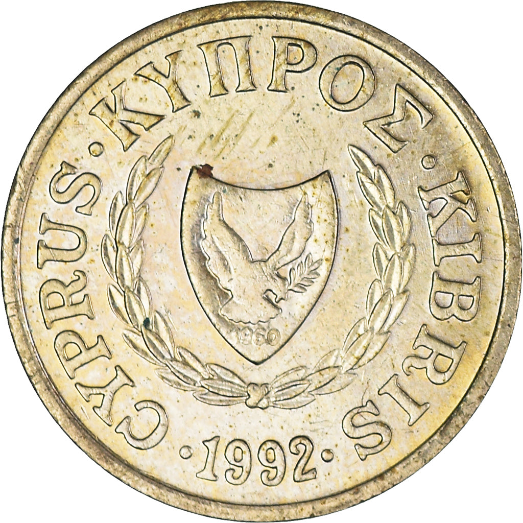Moneta, Cypr, Cent, 1992, AU(50-53), Mosiądz niklowy, KM:53.3