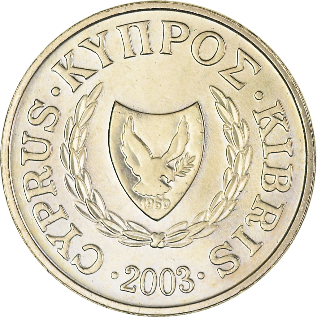 Coin, Cyprus, Cent, 2003, MS(60-62), Nickel-brass, KM:53.3