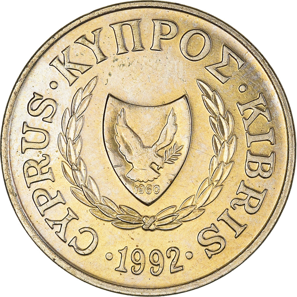 Münze, Zypern, 5 Cents, 1992, VZ+, Nickel-brass, KM:55.3