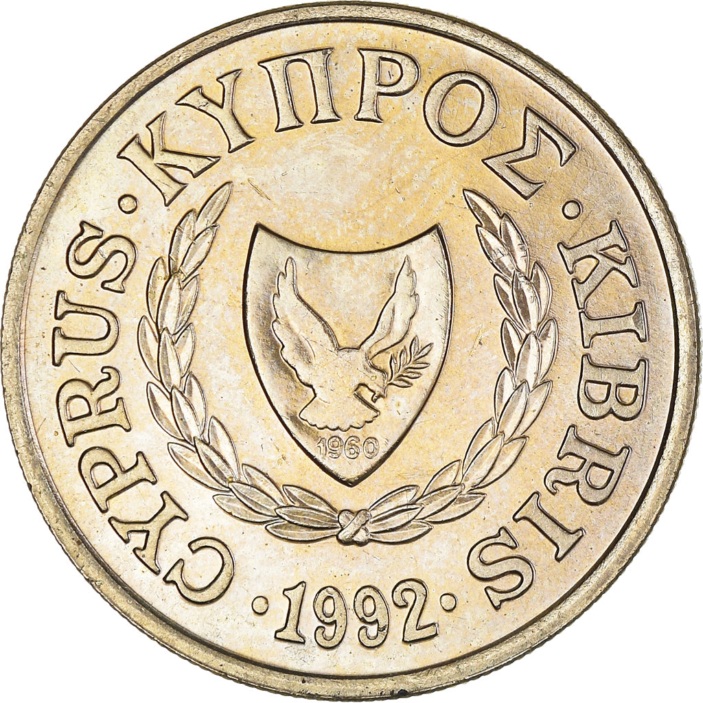 Münze, Zypern, 10 Cents, 1992, SS+, Nickel-brass, KM:56.3