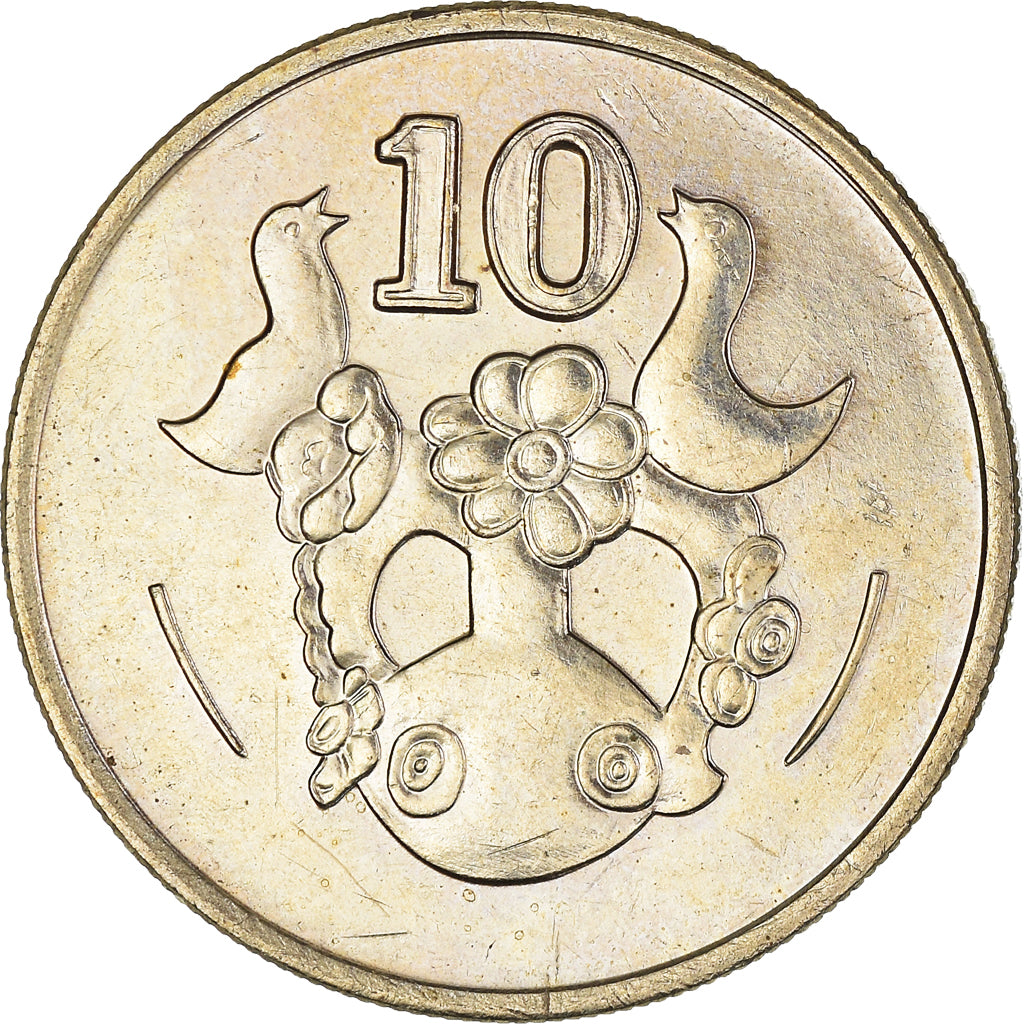 Münze, Zypern, 10 Cents, 1992, SS+, Nickel-brass, KM:56.3
