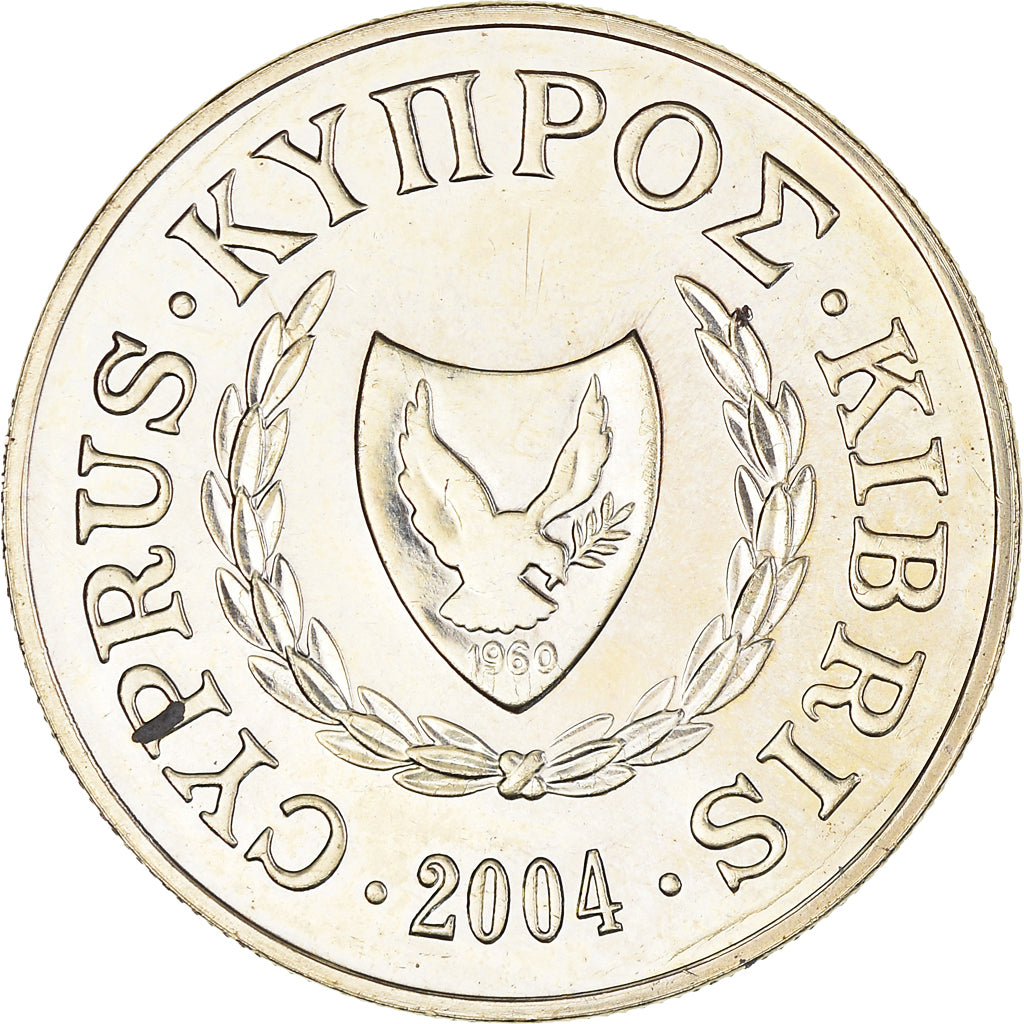 Coin, Cyprus, 10 Cents, 2004, AU(50-53), Nickel-brass, KM:56.3
