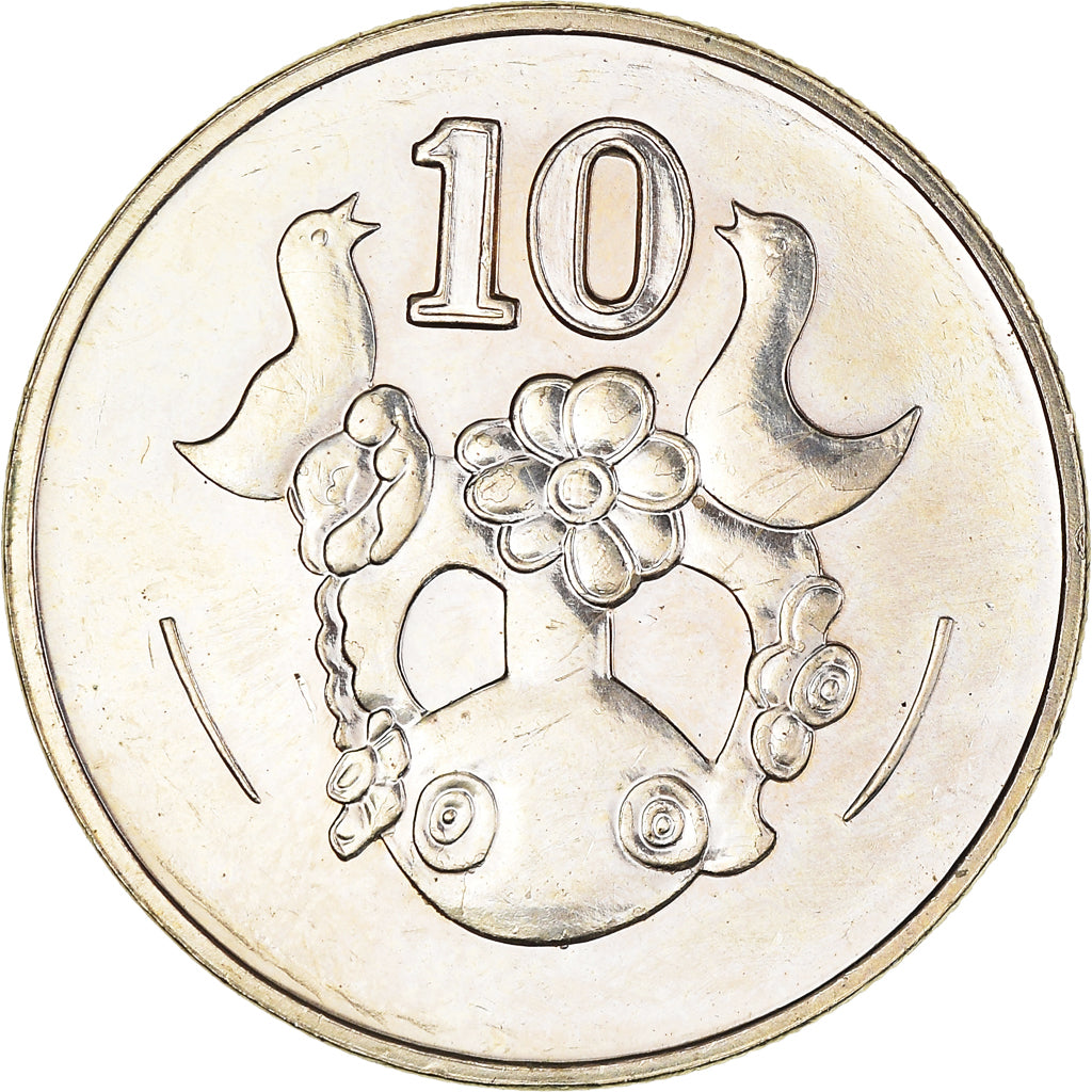 Coin, Cyprus, 10 Cents, 2004, AU(50-53), Nickel-brass, KM:56.3