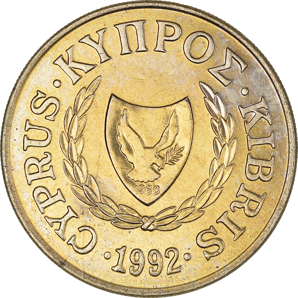 Münze, Zypern, 20 Cents, 1992, SS+, Nickel-brass, KM:62.2