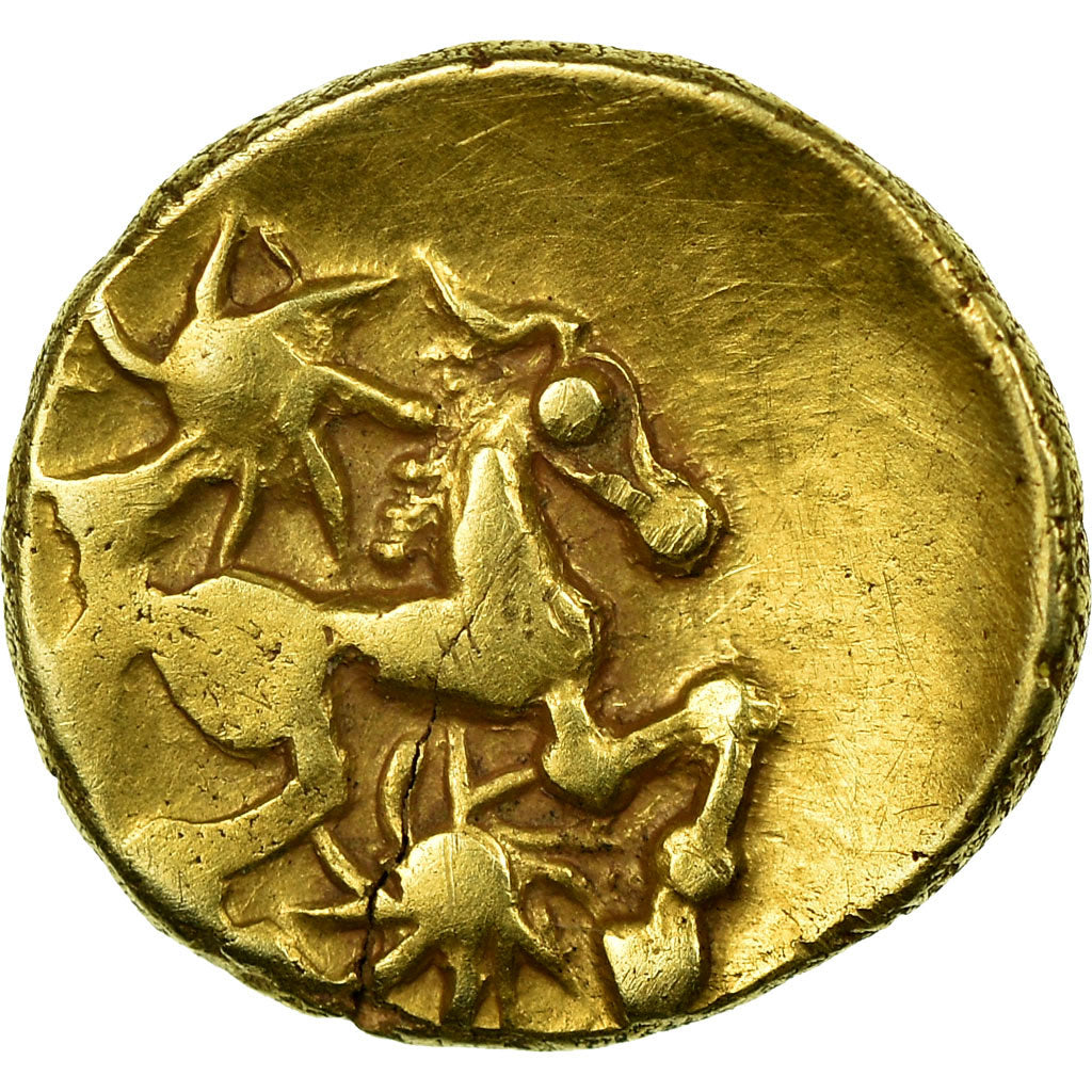 Coin, Bellovaci, 1/4 Stater, AU(50-53), Gold, Delestrée:274