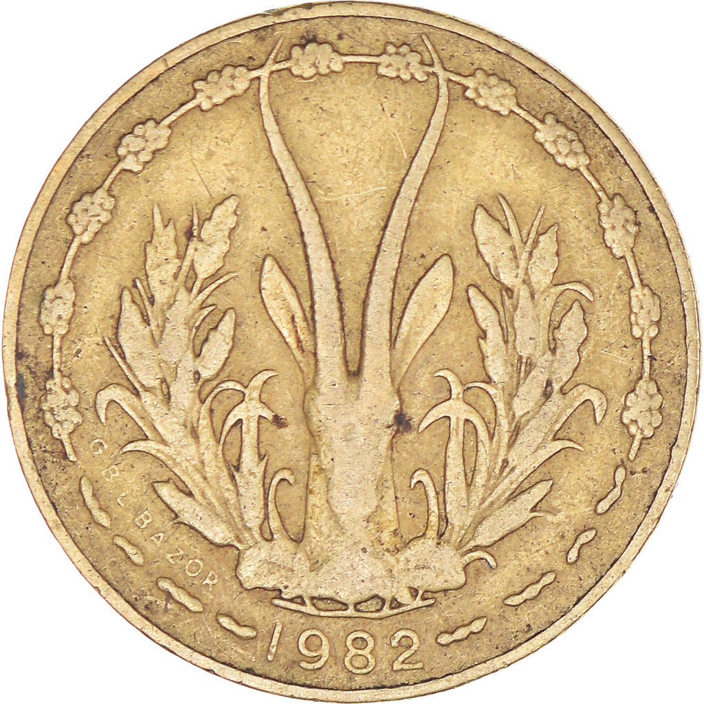 Moeda, Estados da África Ocidental, 5 Francs, 1982, VF(30-35)