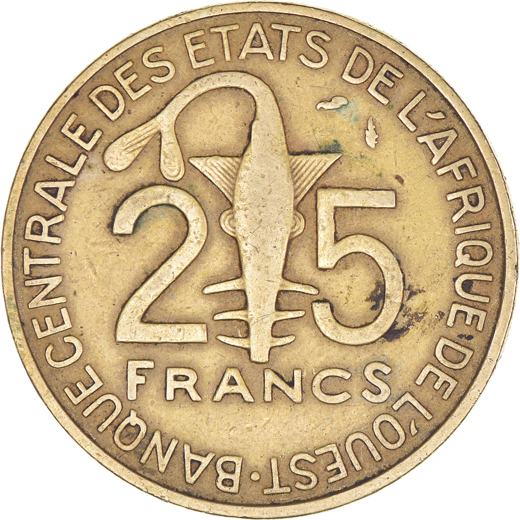 Coin, West African States, 25 Francs, 1991, VF(20-25), Aluminum-Bronze, KM:9
