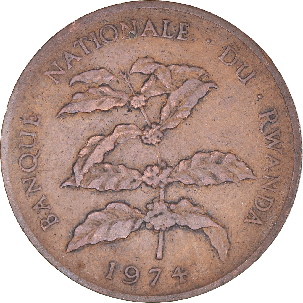 Moeda, Ruanda, 5 Francs, 1974, British Royal Mint, VF(20-25), Bronze, KM:13