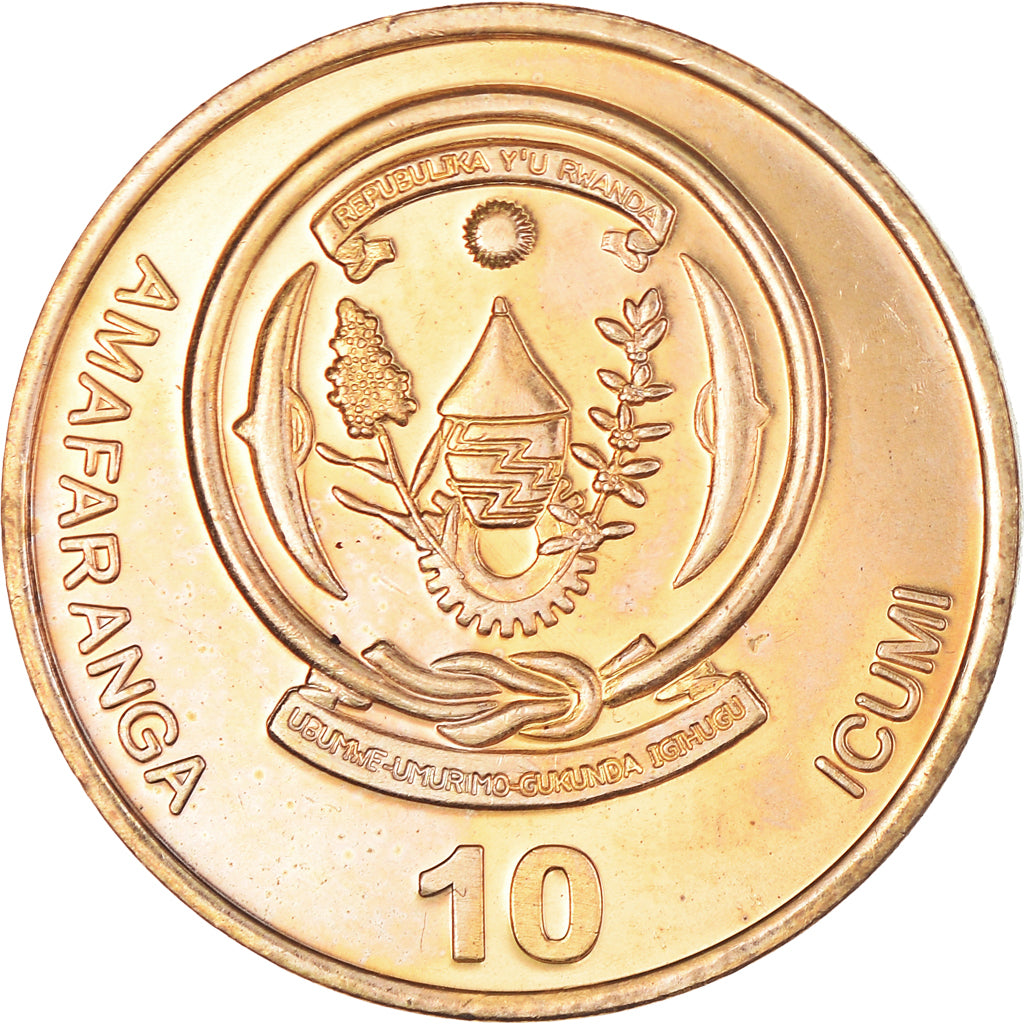 Monnaie, Rwanda, 10 Francs, 2003, TTB, Brass plated steel, KM:24