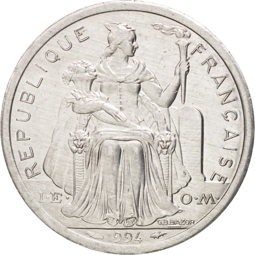 French Polynesia, Franc, 1994, Paris, KM:11, MS(64), Aluminum