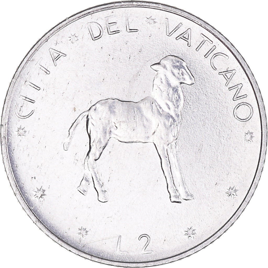 Moneta, PAŃSTWO WATYKAŃSKIE, Paul VI, 2 Lire, 1977, Roma, AU(50-53)