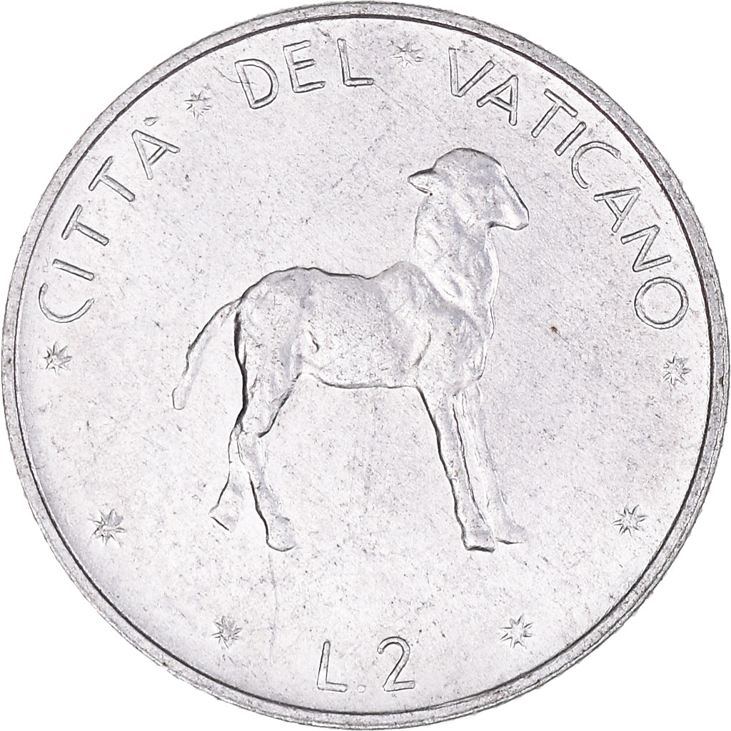 Moneta, PAŃSTWO WATYKAŃSKIE, Paul VI, 2 Lire, 1977, Roma, AU(55-58)