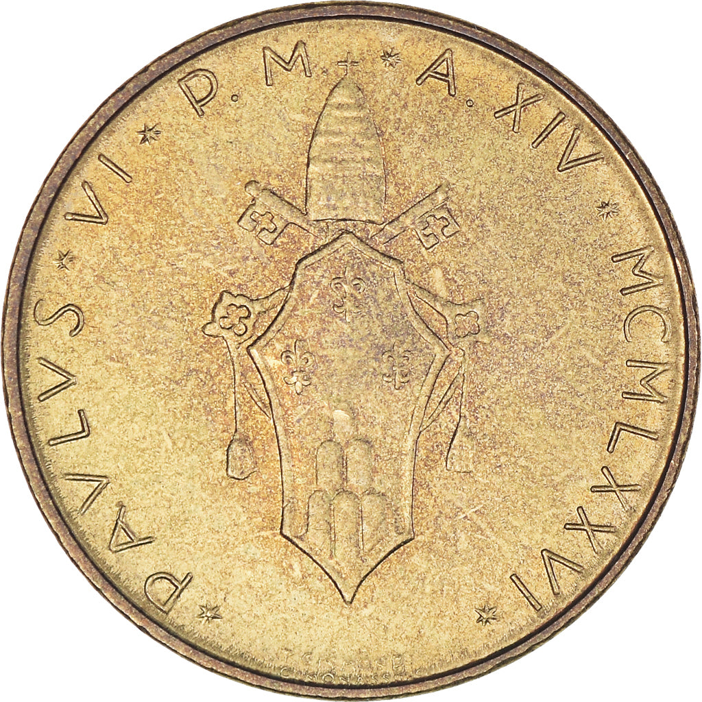 Coin, VATICAN CITY, Paul VI, 20 Lire, 1976, Roma, AU(50-53), Aluminum-Bronze