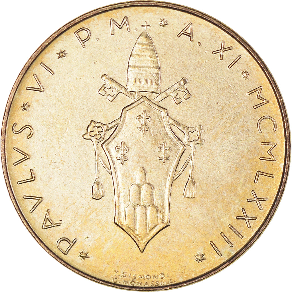 Moeda, CIDADE DO VATICANO, Paul VI, 20 Lire, 1973, Roma, AU(55-58)