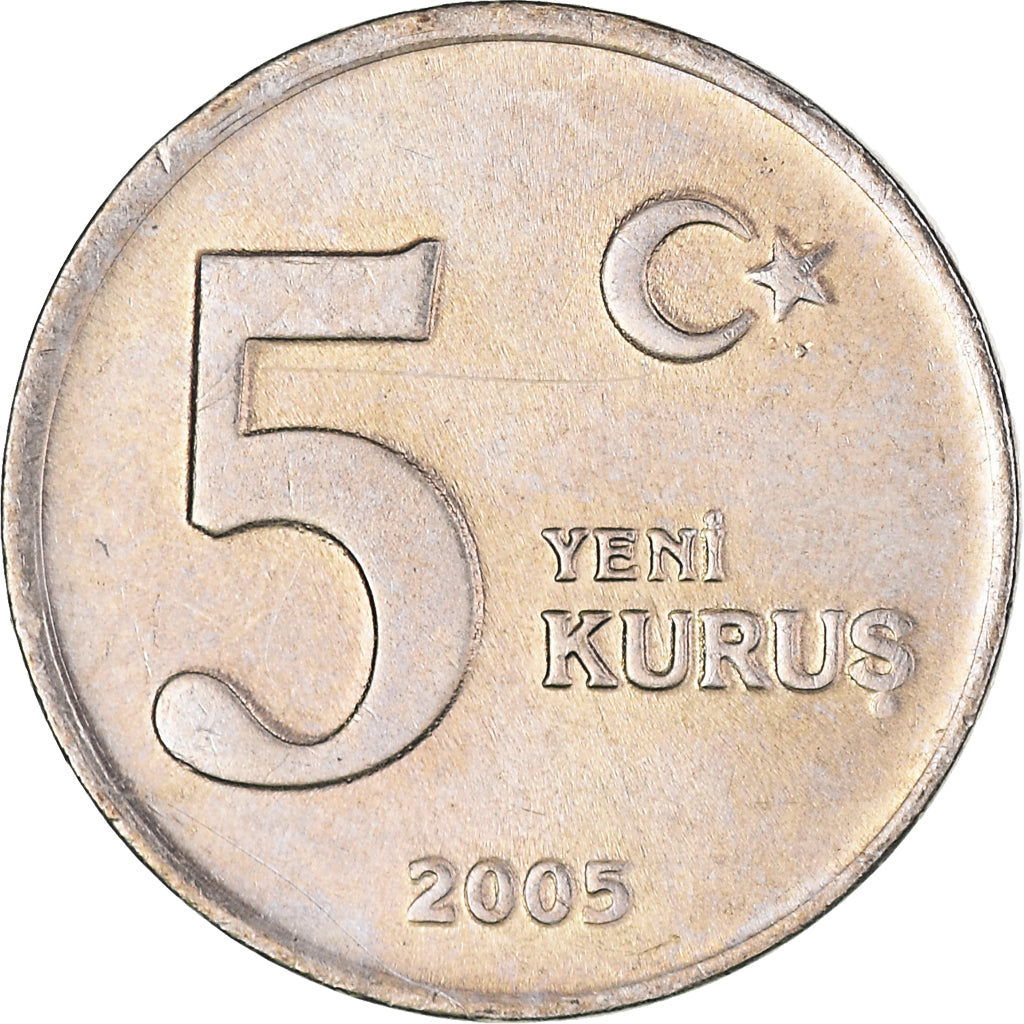 Monnaie, Turquie, 5 New Kurus, 2005, Istanbul, TTB+, Cuivre-Nickel-Zinc