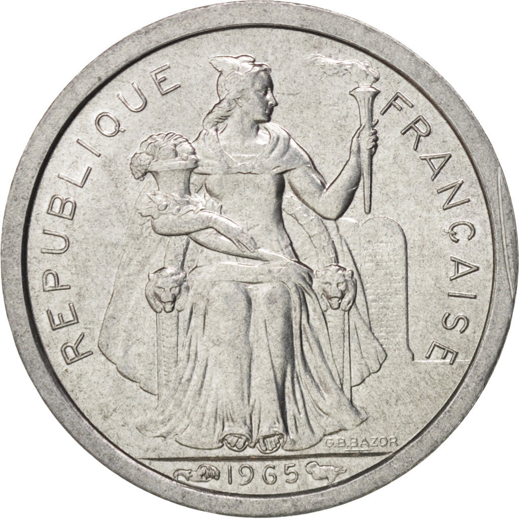 French Polynesia, 50 Centimes, 1965, Paris, KM:1, MS(65-70), Aluminum