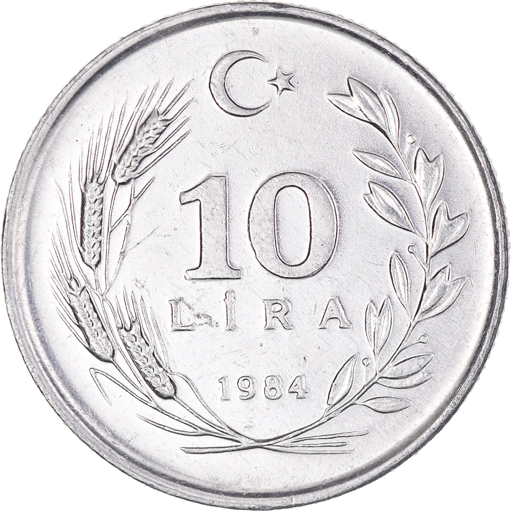 Moneta, Turchia, 10 Lira, 1984, BB+, Alluminio, KM:964